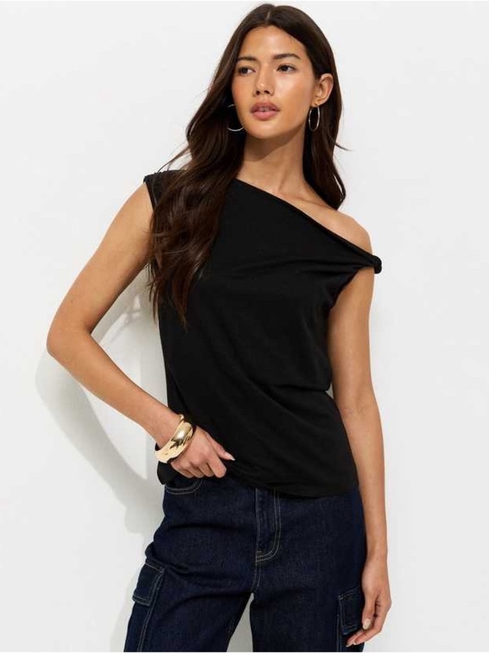 Commense Asymmetrical Neck One Shoulder Off Top